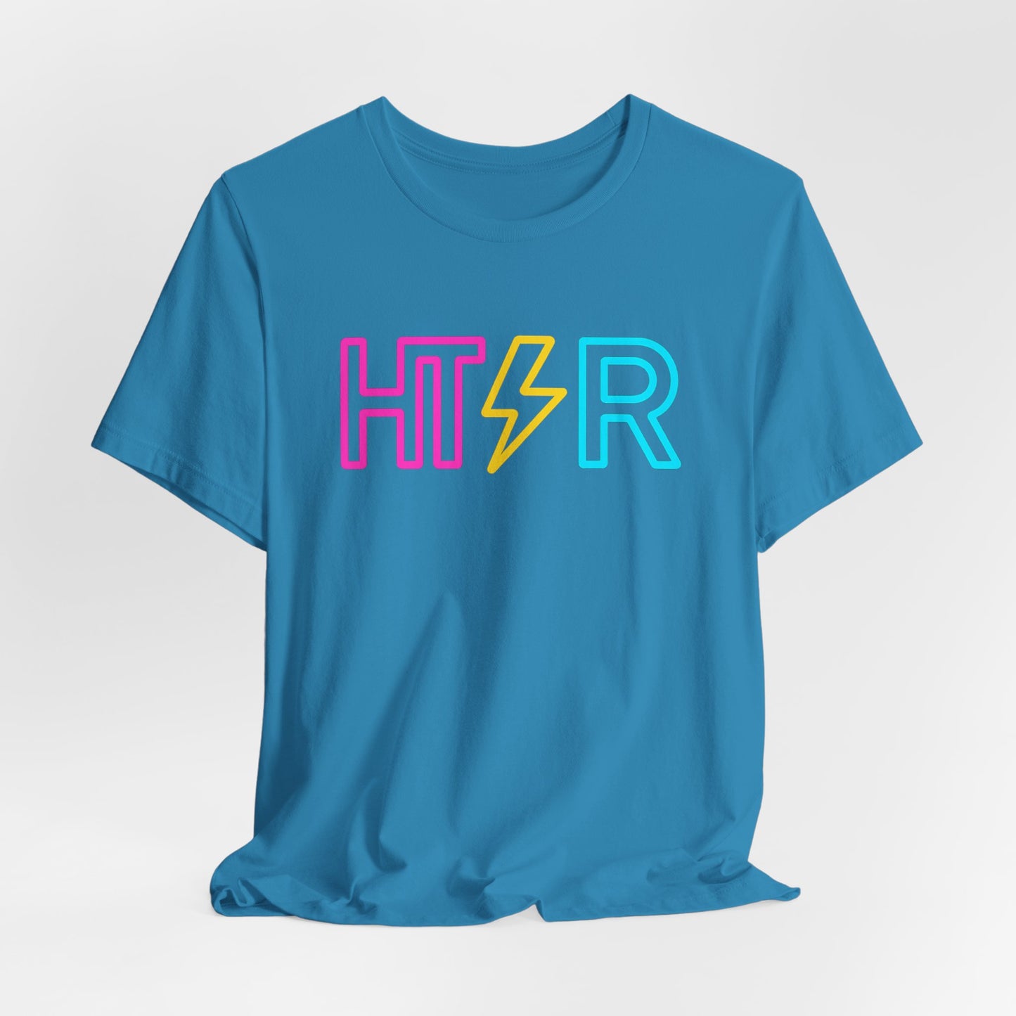 HTR Neon Logo T-Shirt — Retro Lightning Graphic Tee