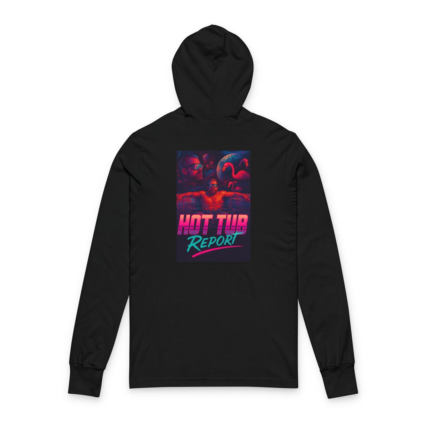 Hot Tub Report Hooded Long Sleeve Tee - HTR Retro Graphic