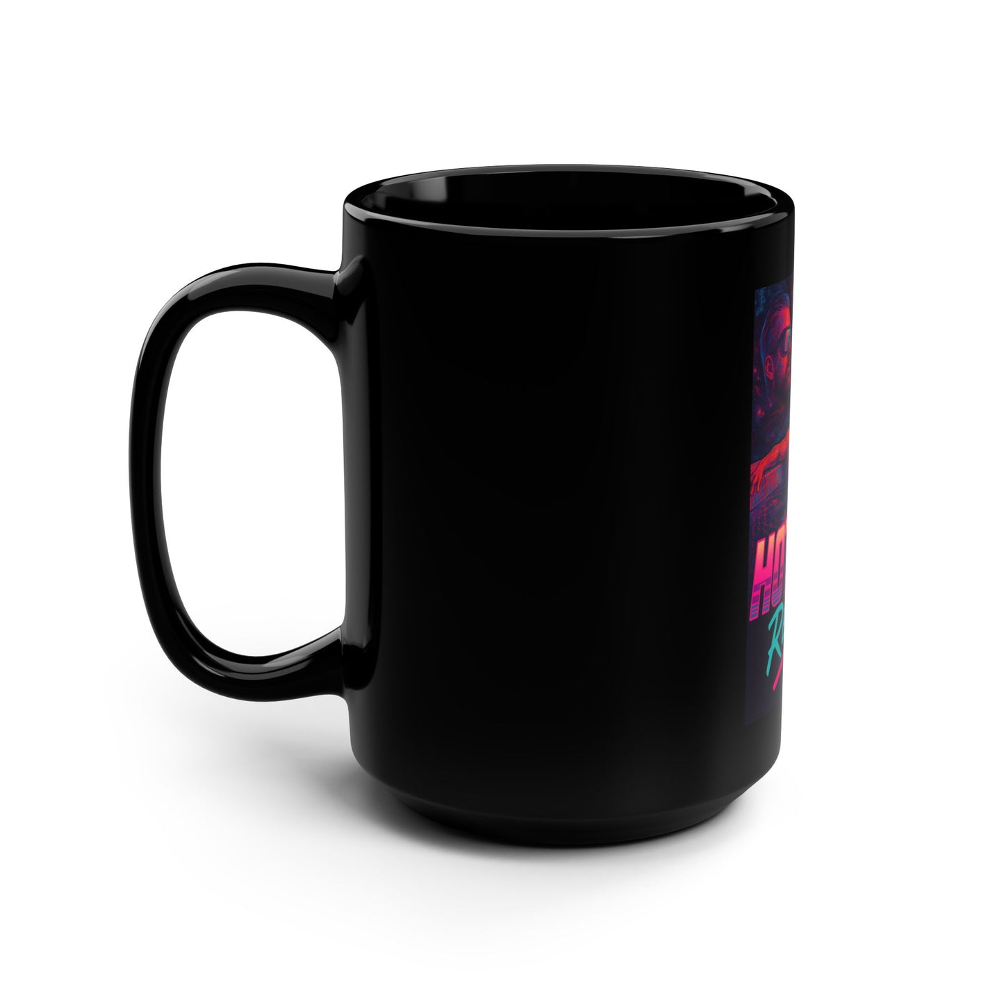 Hot Tub Report Neon Logo Mug — 15oz Black Coffee Cup