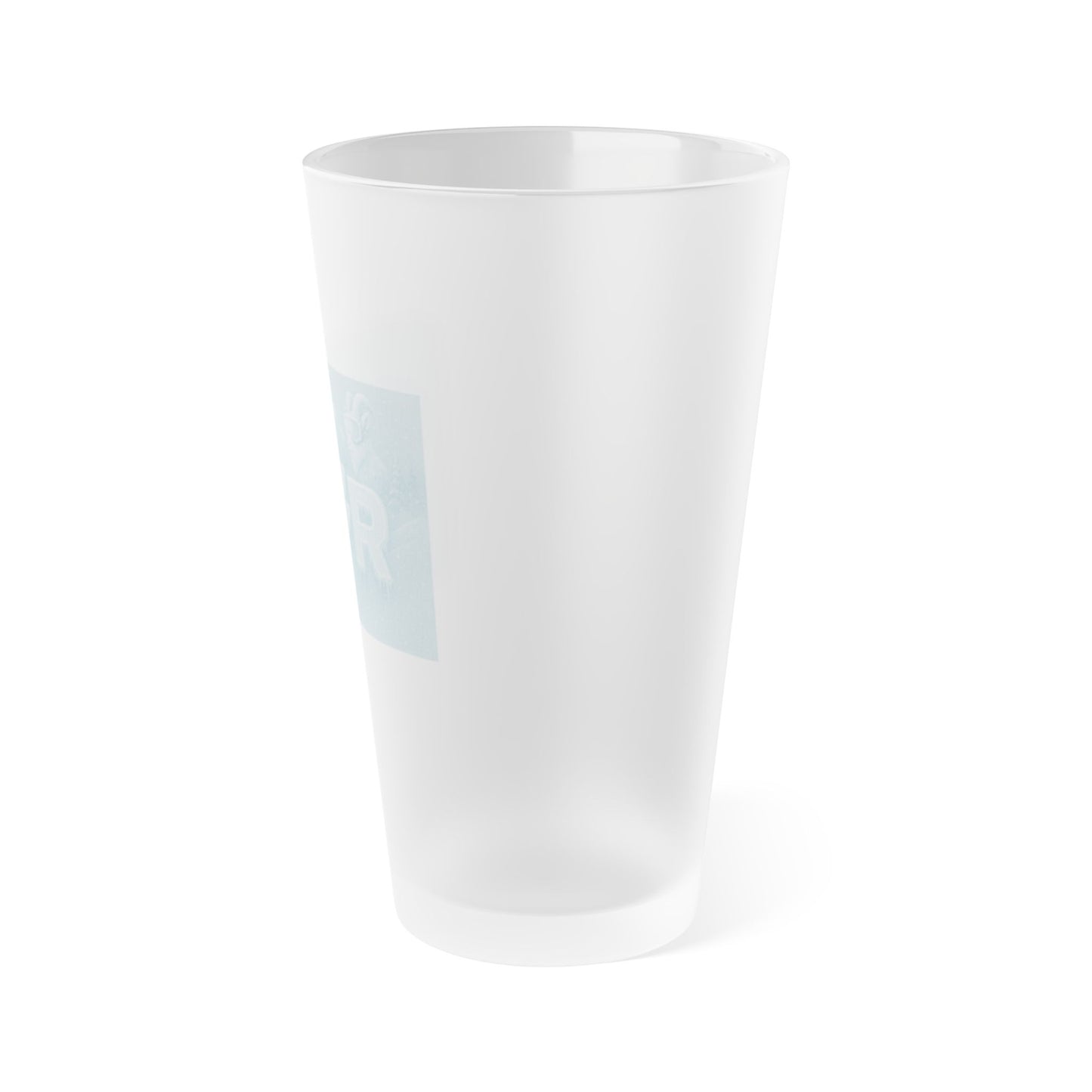Frosted 16oz Pint Glass – Subtle Pastel Logo Beer Cup
