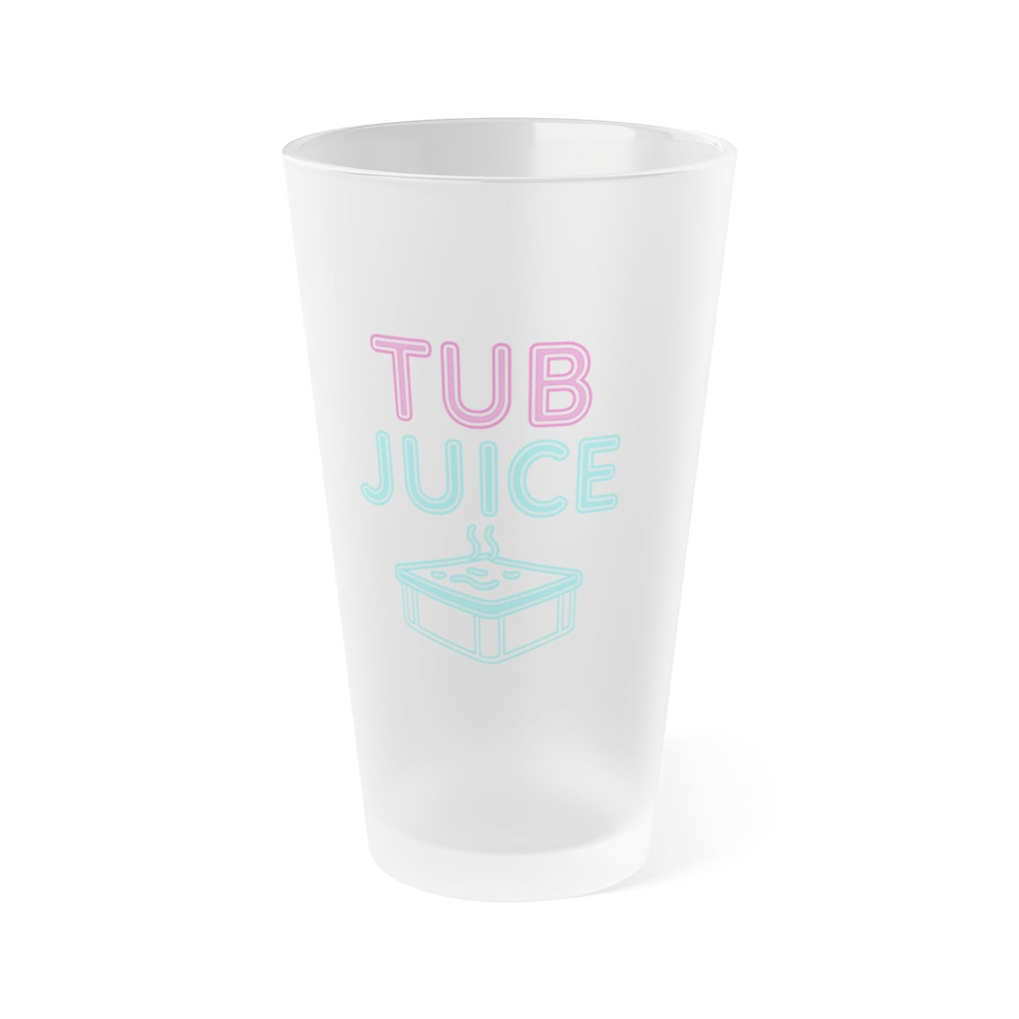 Frosted Pint Glass — "Tub Juice" Retro Pastel Bathroom Cocktail Glass (16 oz)