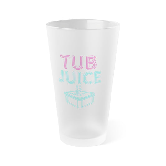 Frosted Pint Glass — "Tub Juice" Retro Pastel Bathroom Cocktail Glass (16 oz)