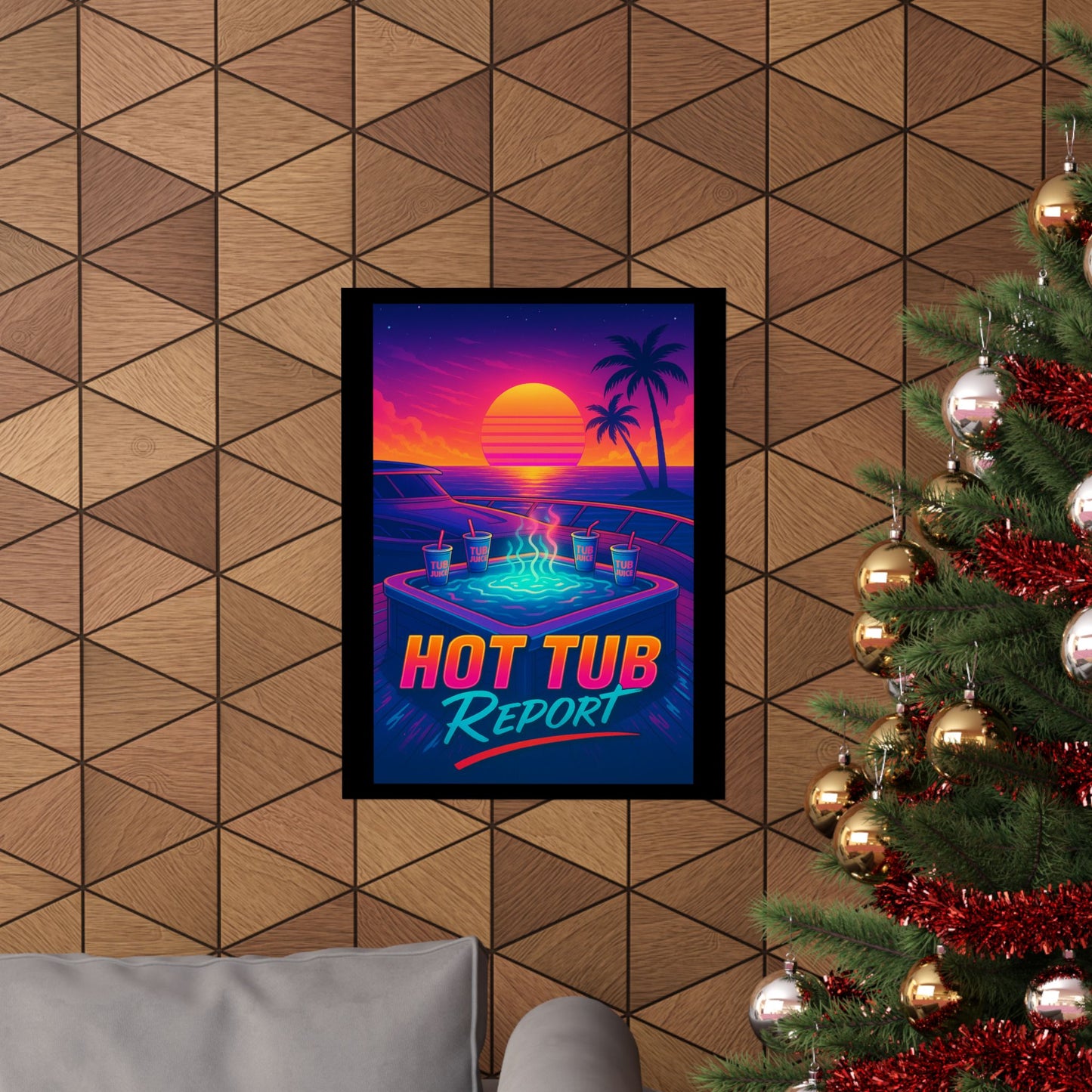 Vertical Poster - 'Hot Tub Report' Retro Sunset Art Print