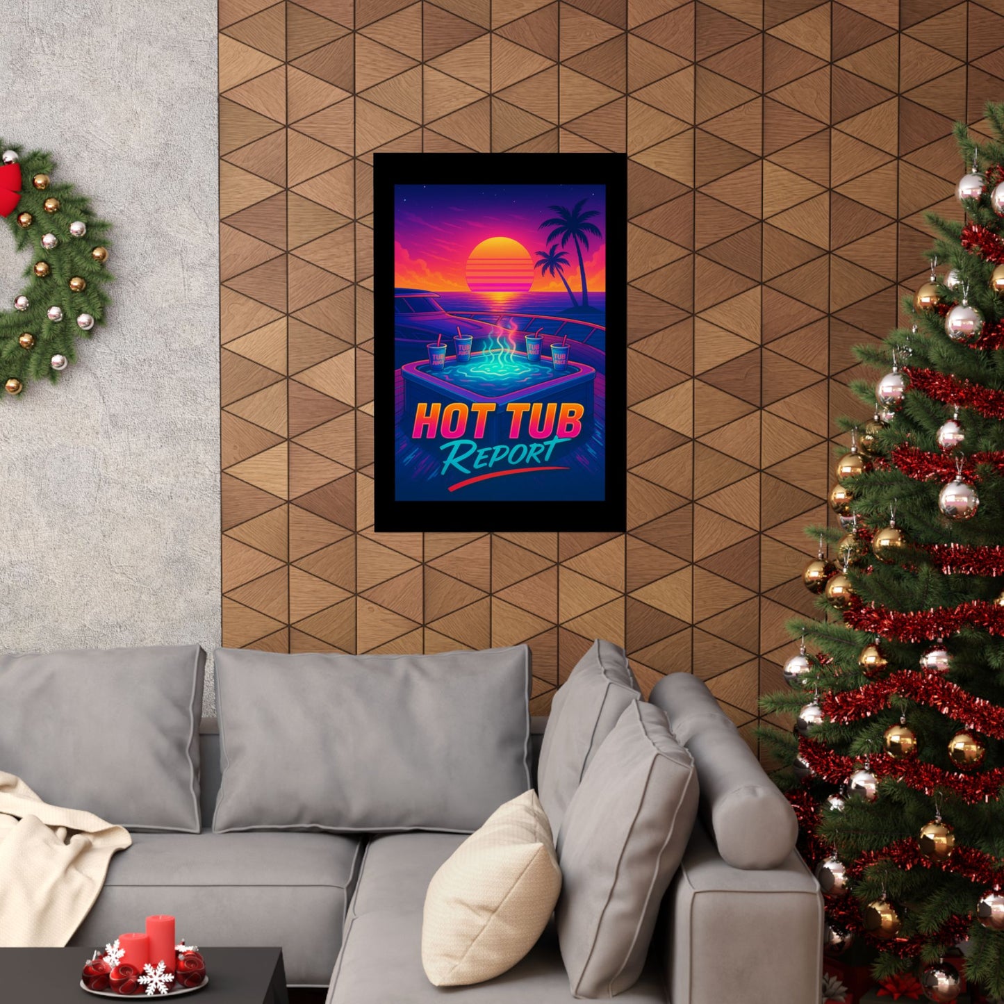 Vertical Poster - 'Hot Tub Report' Retro Sunset Art Print