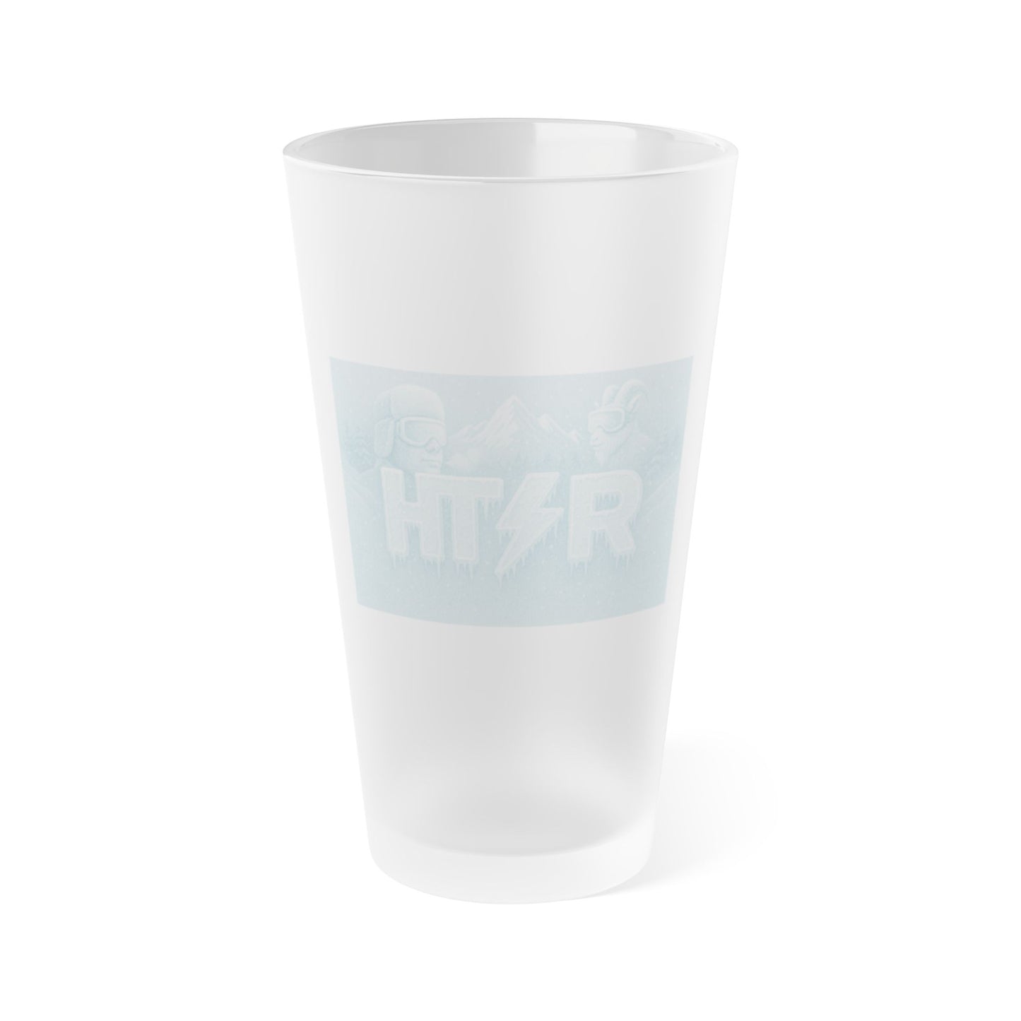 Frosted 16oz Pint Glass – Subtle Pastel Logo Beer Cup