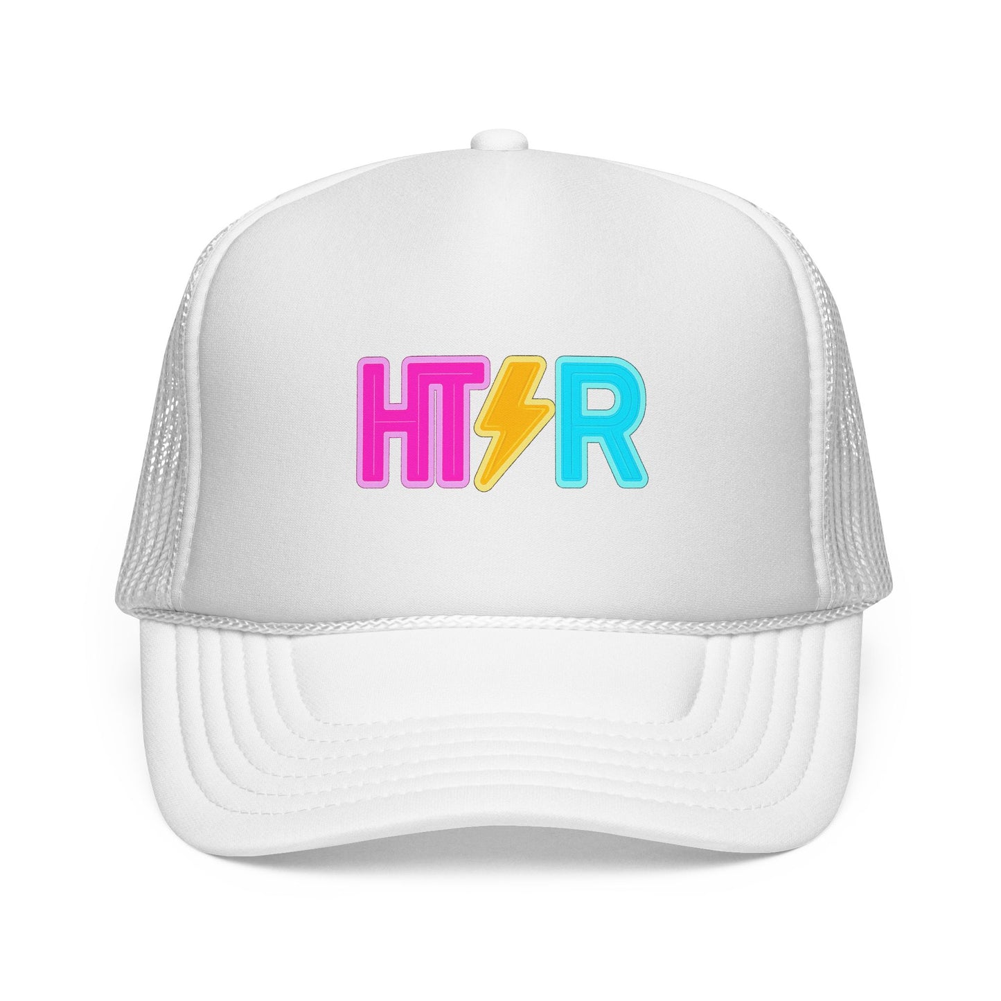 HTR Colorblock Trucker Cap — Retro Lightning Logo Mesh Hat