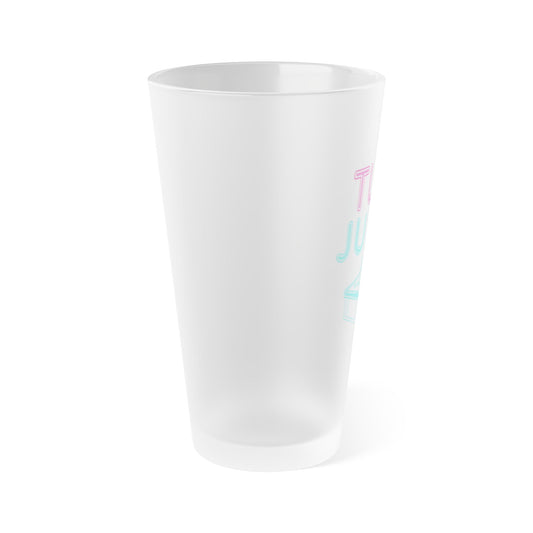 Frosted Pint Glass — "Tub Juice" Retro Pastel Bathroom Cocktail Glass (16 oz)