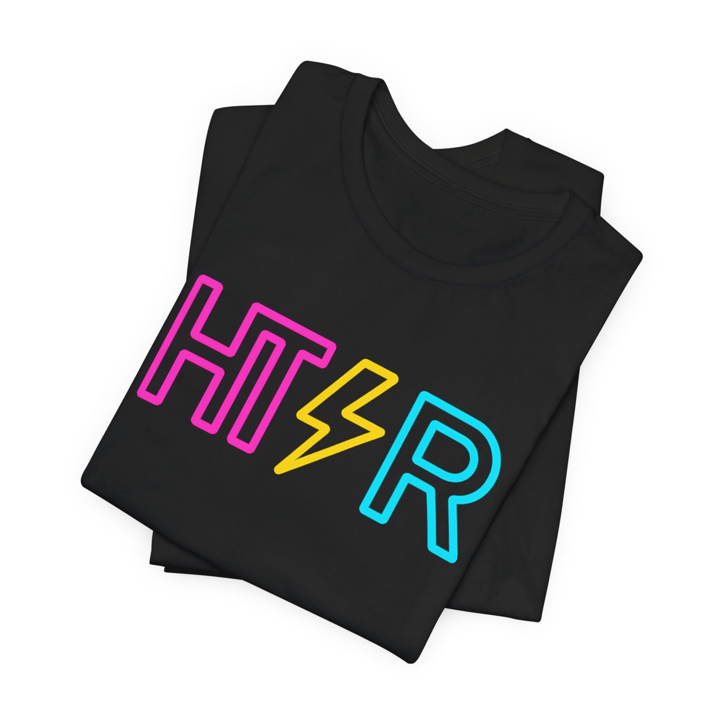 HTR Neon Logo T-Shirt — Retro Lightning Graphic Tee