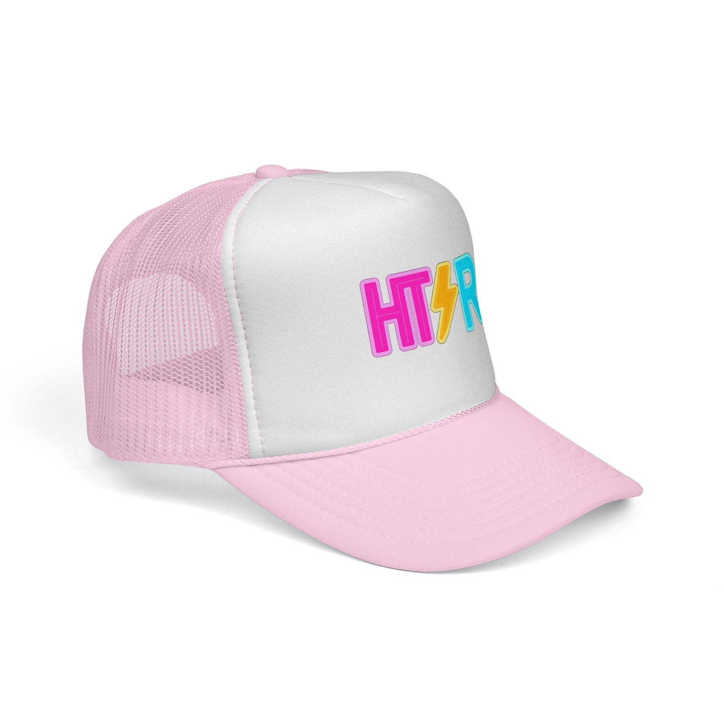 HTR Colorblock Trucker Cap — Retro Lightning Logo Mesh Hat