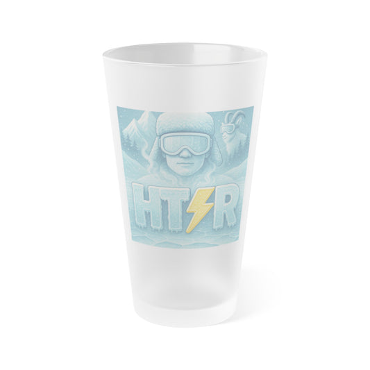 Frosted 16oz Pint Glass — Wintersport Lightning Logo