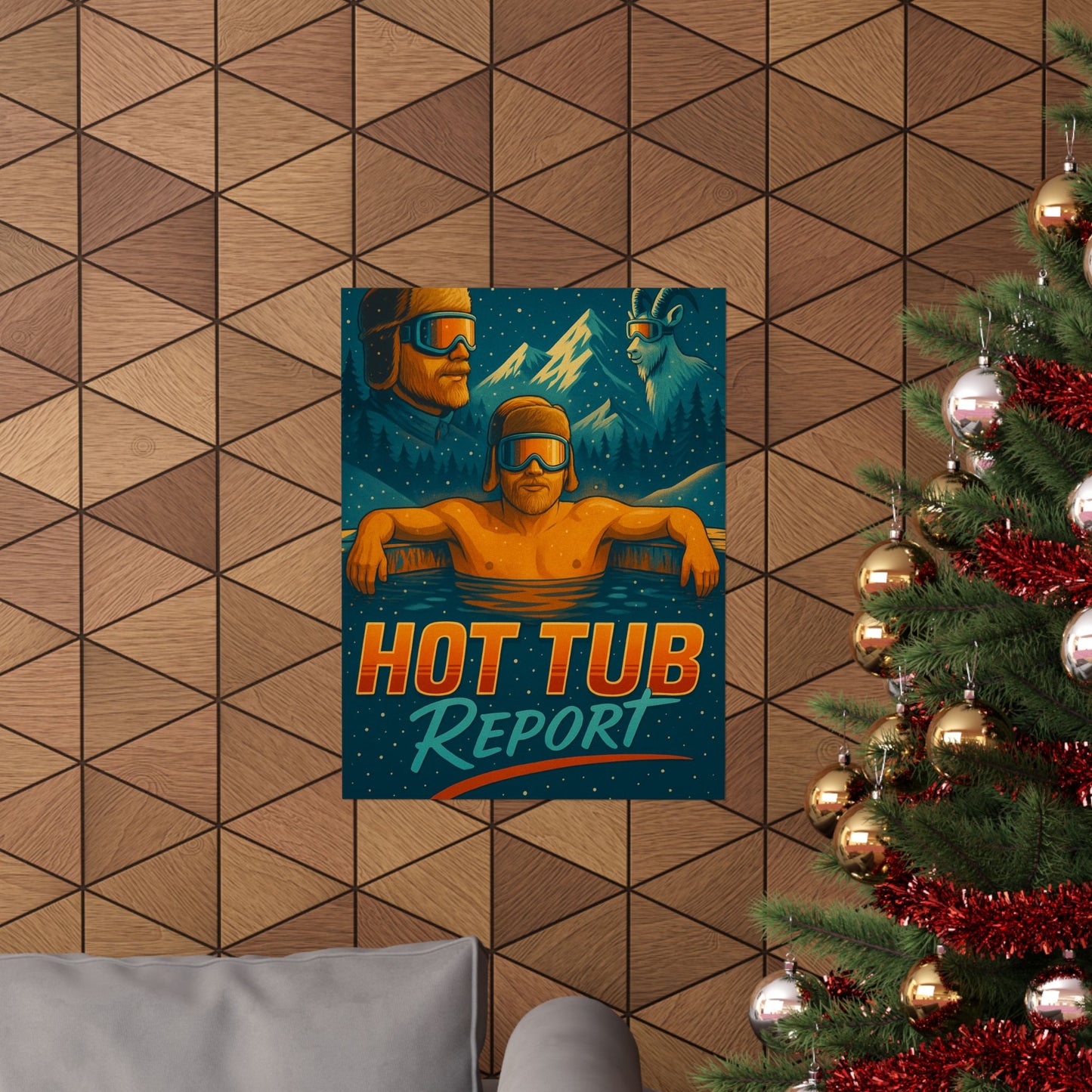 Hot Tub Report Poster — Retro Ski Lodge Wall Art