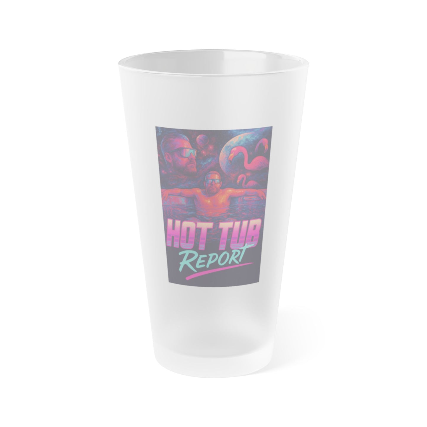 Frosted Pint Glass — Retro "Hot Tub Report" 16oz Beer & Cocktail Glass