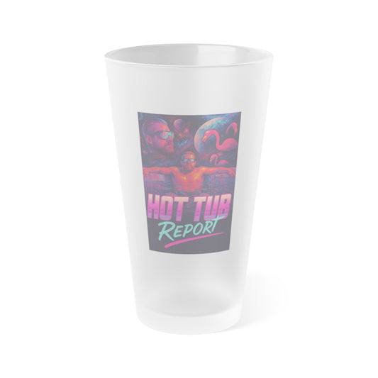 Frosted Pint Glass — Retro "Hot Tub Report" 16oz Beer & Cocktail Glass