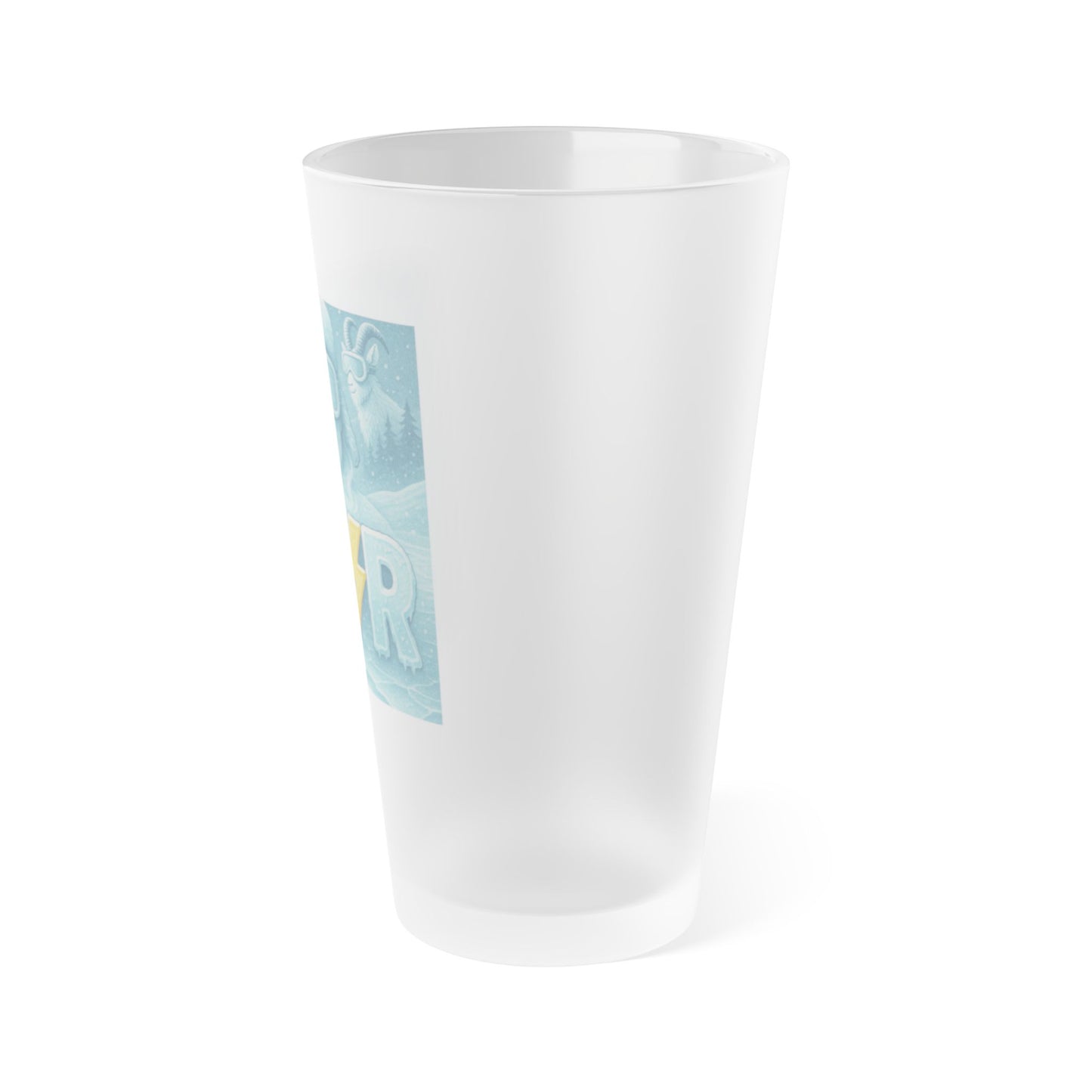 Frosted 16oz Pint Glass — Wintersport Lightning Logo