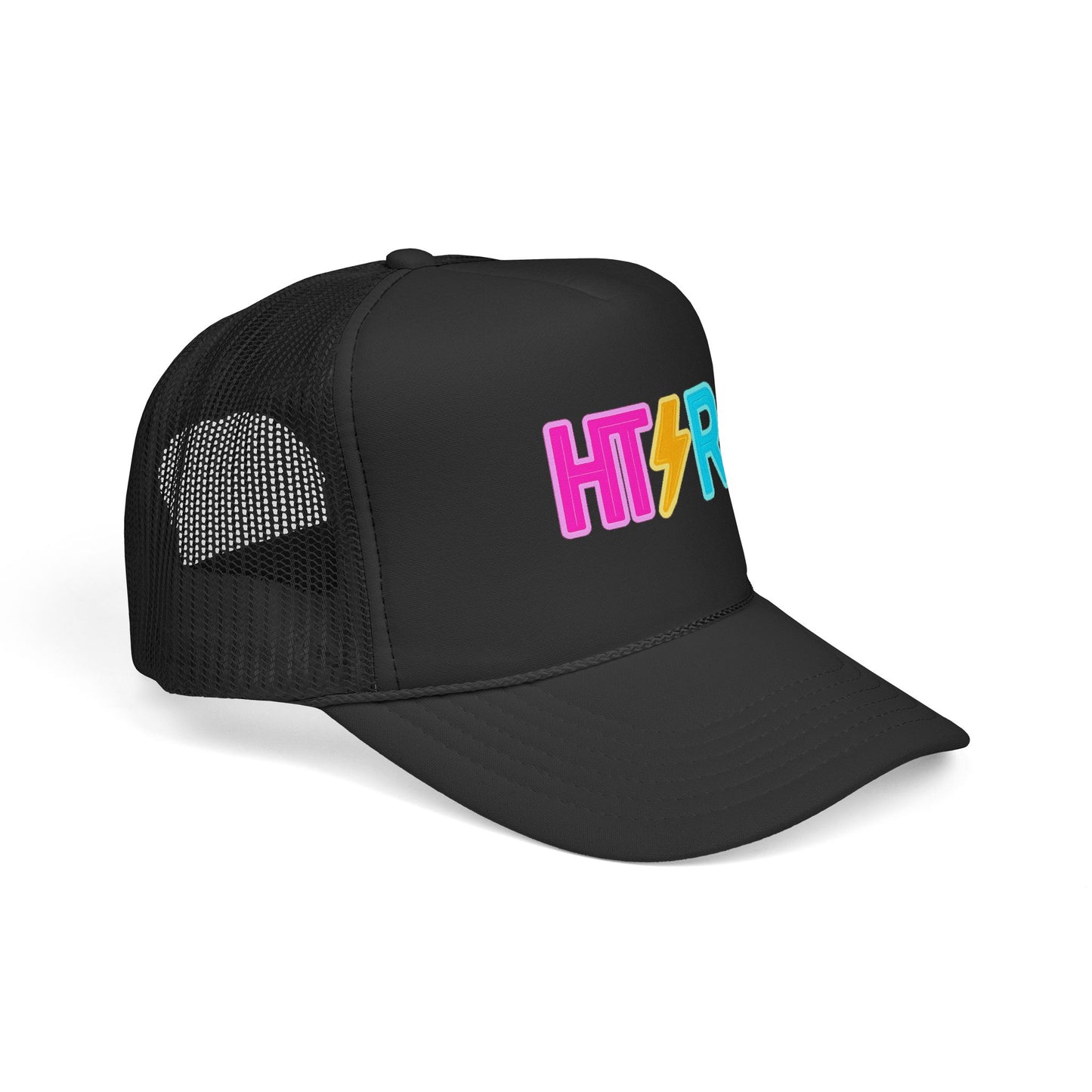 HTR Colorblock Trucker Cap — Retro Lightning Logo Mesh Hat