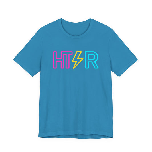 HTR Neon Logo T-Shirt — Retro Lightning Graphic Tee