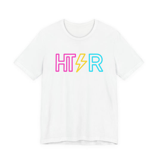 HTR Neon Logo T-Shirt — Retro Lightning Graphic Tee