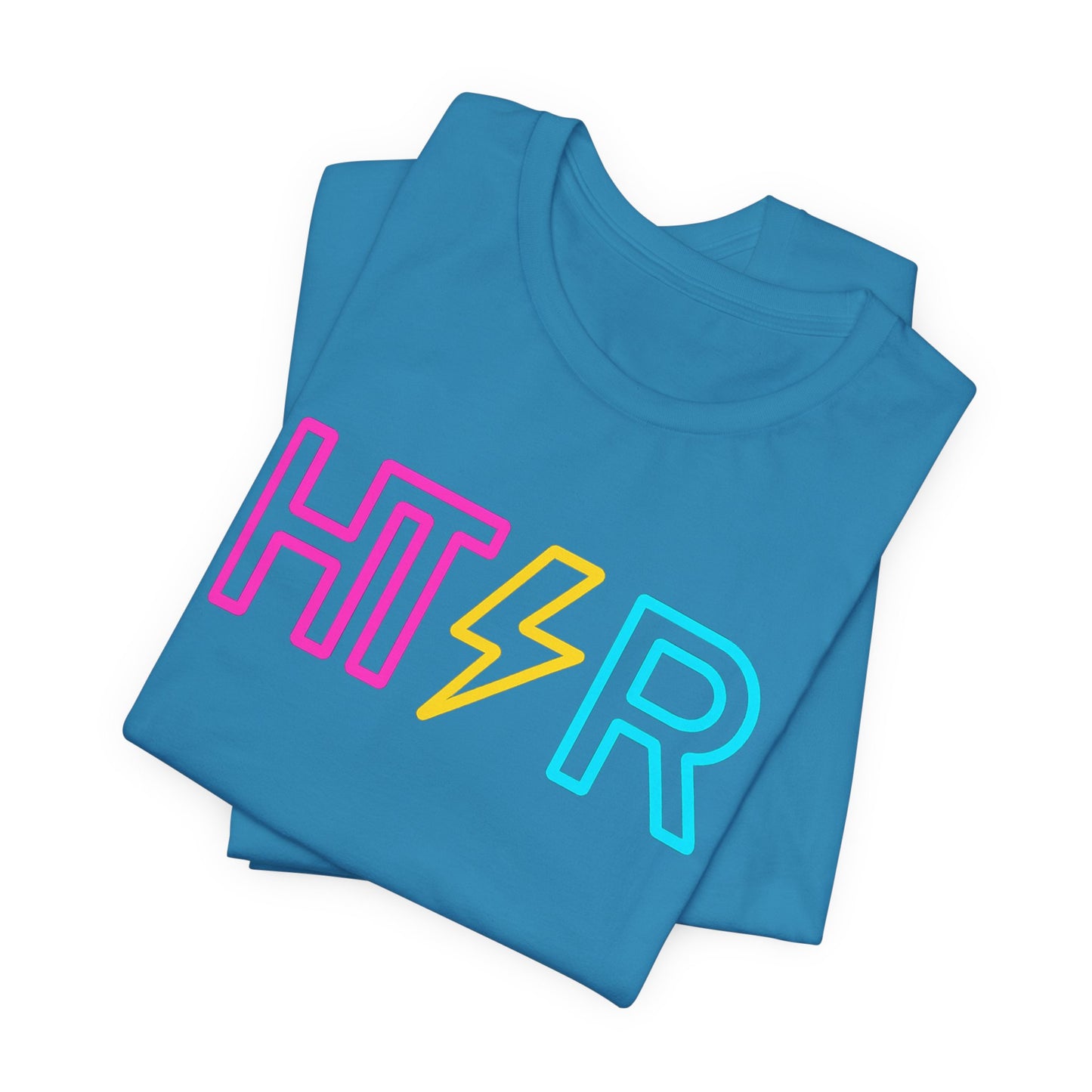 HTR Neon Logo T-Shirt — Retro Lightning Graphic Tee
