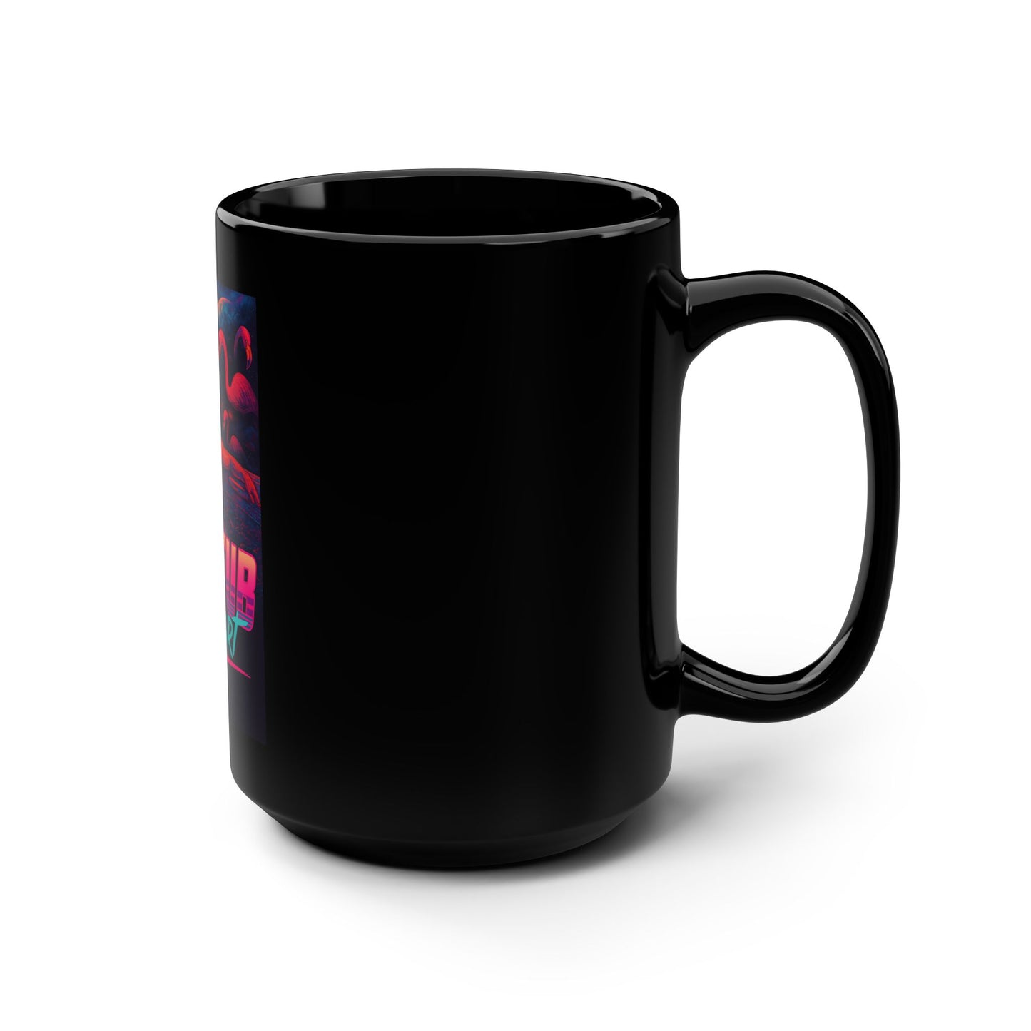 Hot Tub Report Neon Logo Mug — 15oz Black Coffee Cup