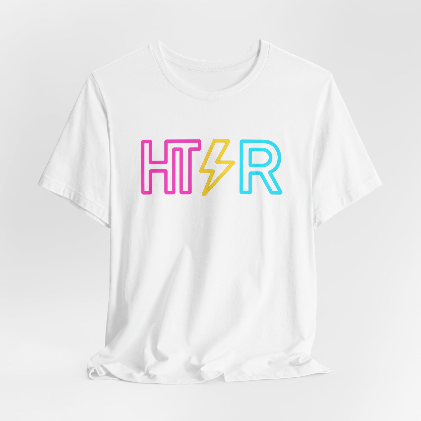 HTR Neon Logo T-Shirt — Retro Lightning Graphic Tee
