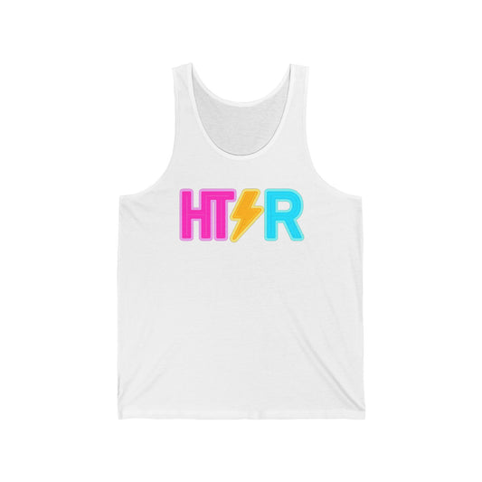 HT/R Lightning Logo Tank Top — Retro Neon Graphic Sleeveless Shirt