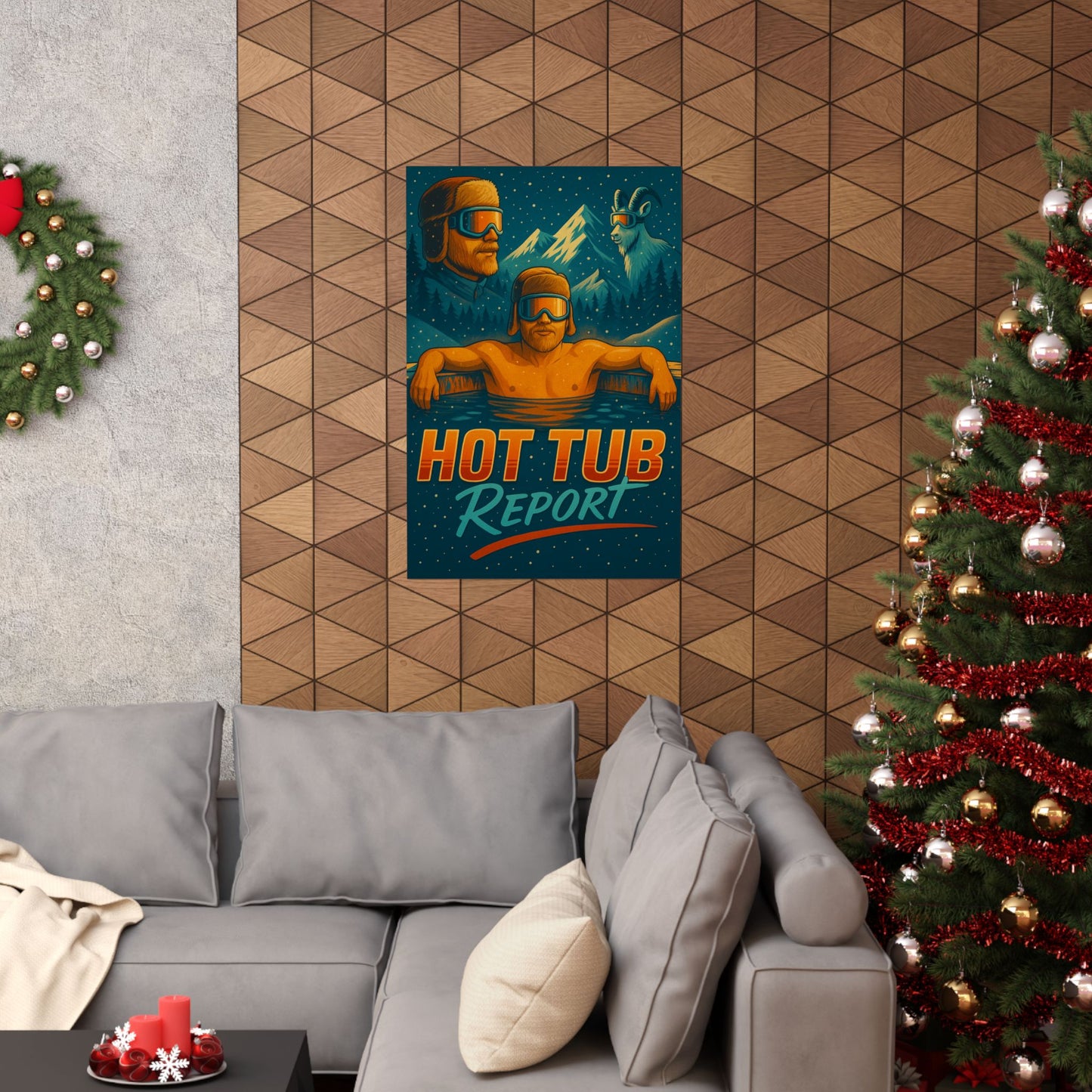 Hot Tub Report Poster — Retro Ski Lodge Wall Art