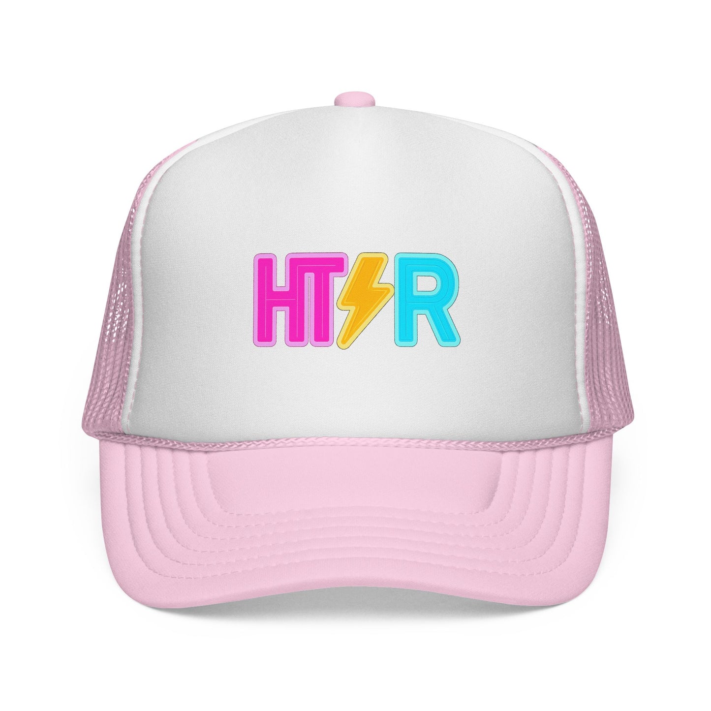 HTR Colorblock Trucker Cap — Retro Lightning Logo Mesh Hat