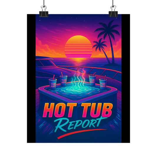 Vertical Poster - 'Hot Tub Report' Retro Sunset Art Print