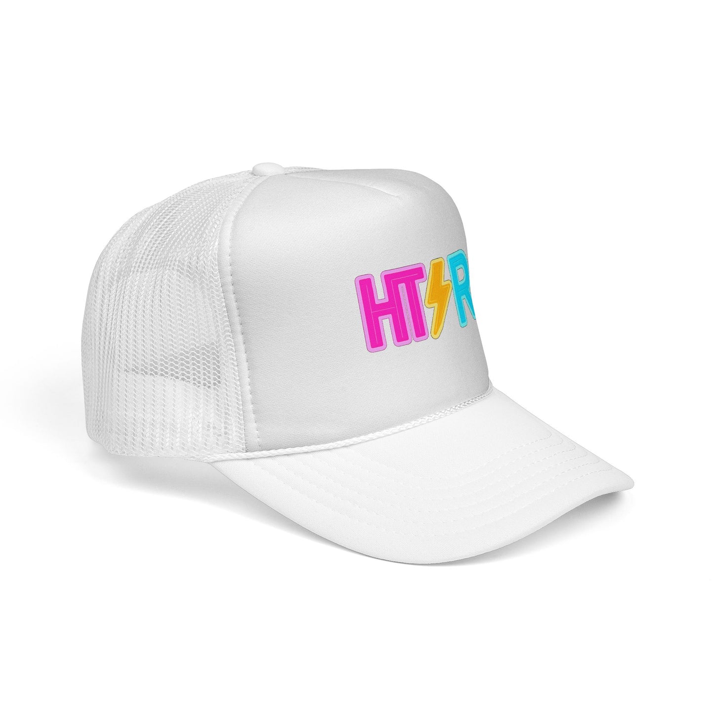 HTR Colorblock Trucker Cap — Retro Lightning Logo Mesh Hat