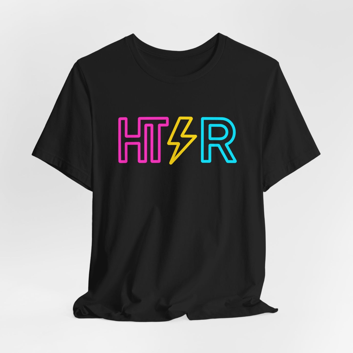 HTR Neon Logo T-Shirt — Retro Lightning Graphic Tee